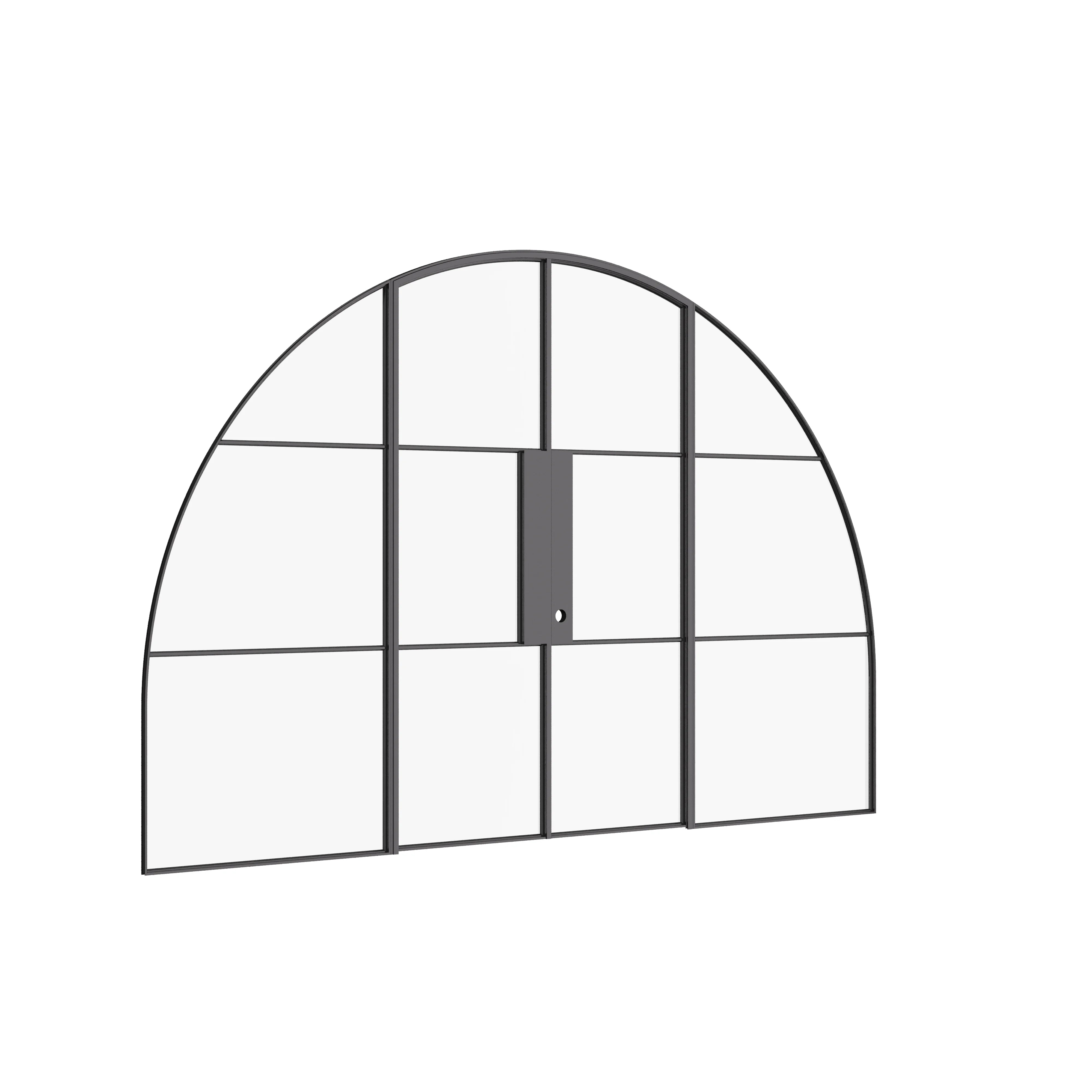 Air 4 wide full arch steel door system with flanking glass panels