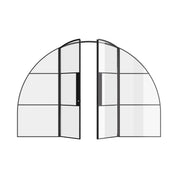 Air 4 grand wide double arch doors in architectural OTTOSTUMM steel with sidelites