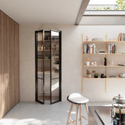 Air 4 pantry double flat steel doors with tempered glass panels