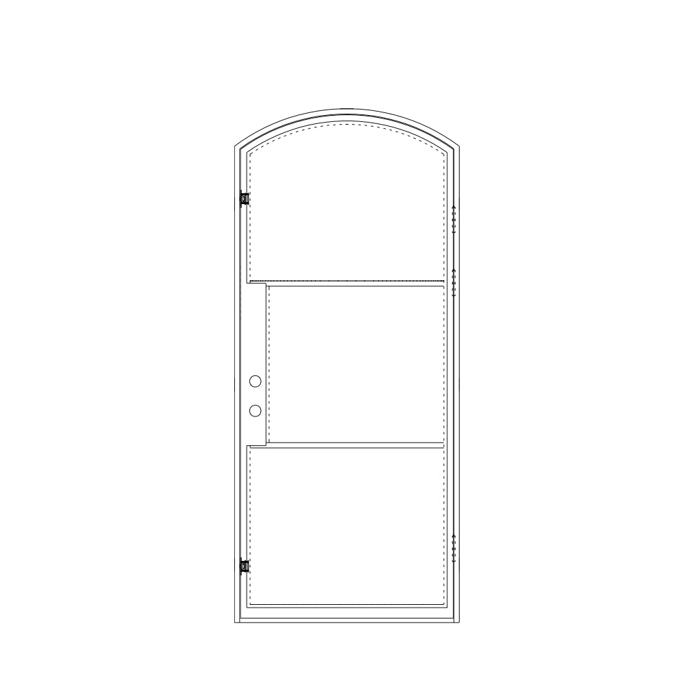 Thermally Broken Steel and Glass Entry Door with Arch Top CAD