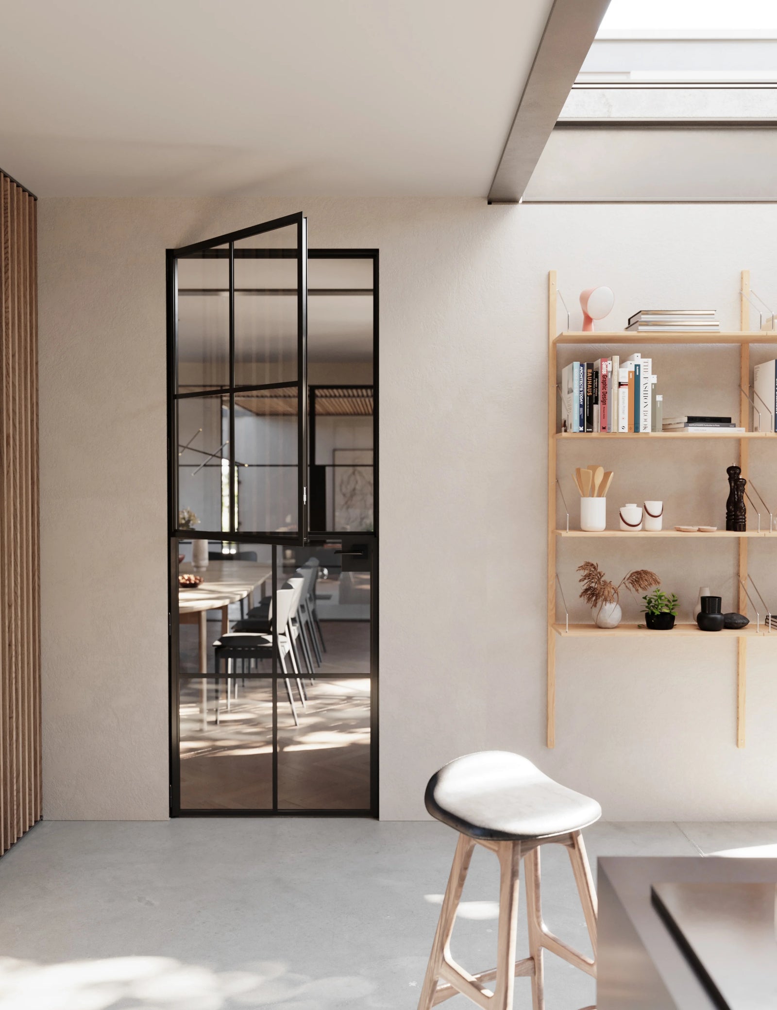 Air 5 Dutch interior single flat solid steel door, black factory style with tempered glass