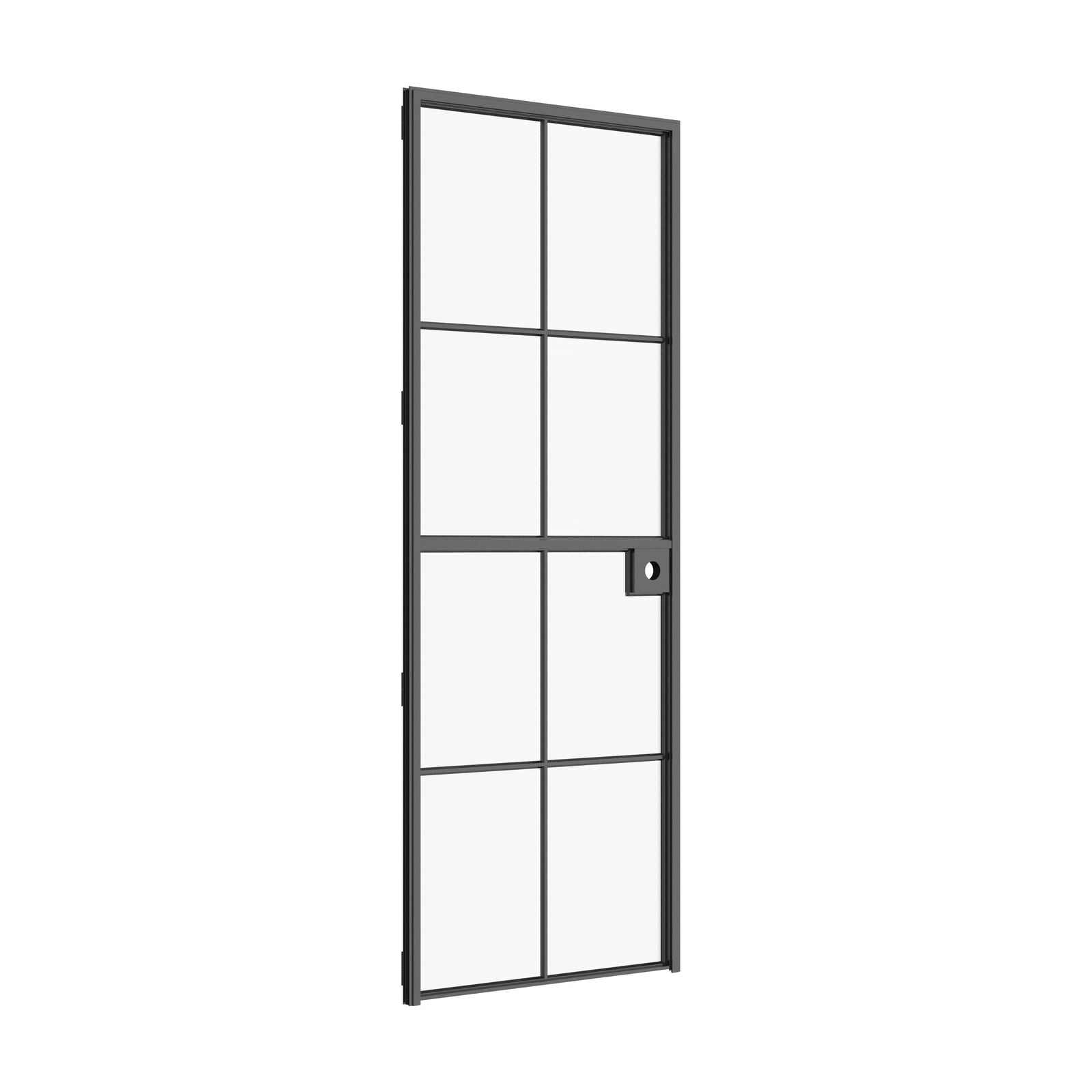 Interior Dutch single flat modular steel door with glass panel