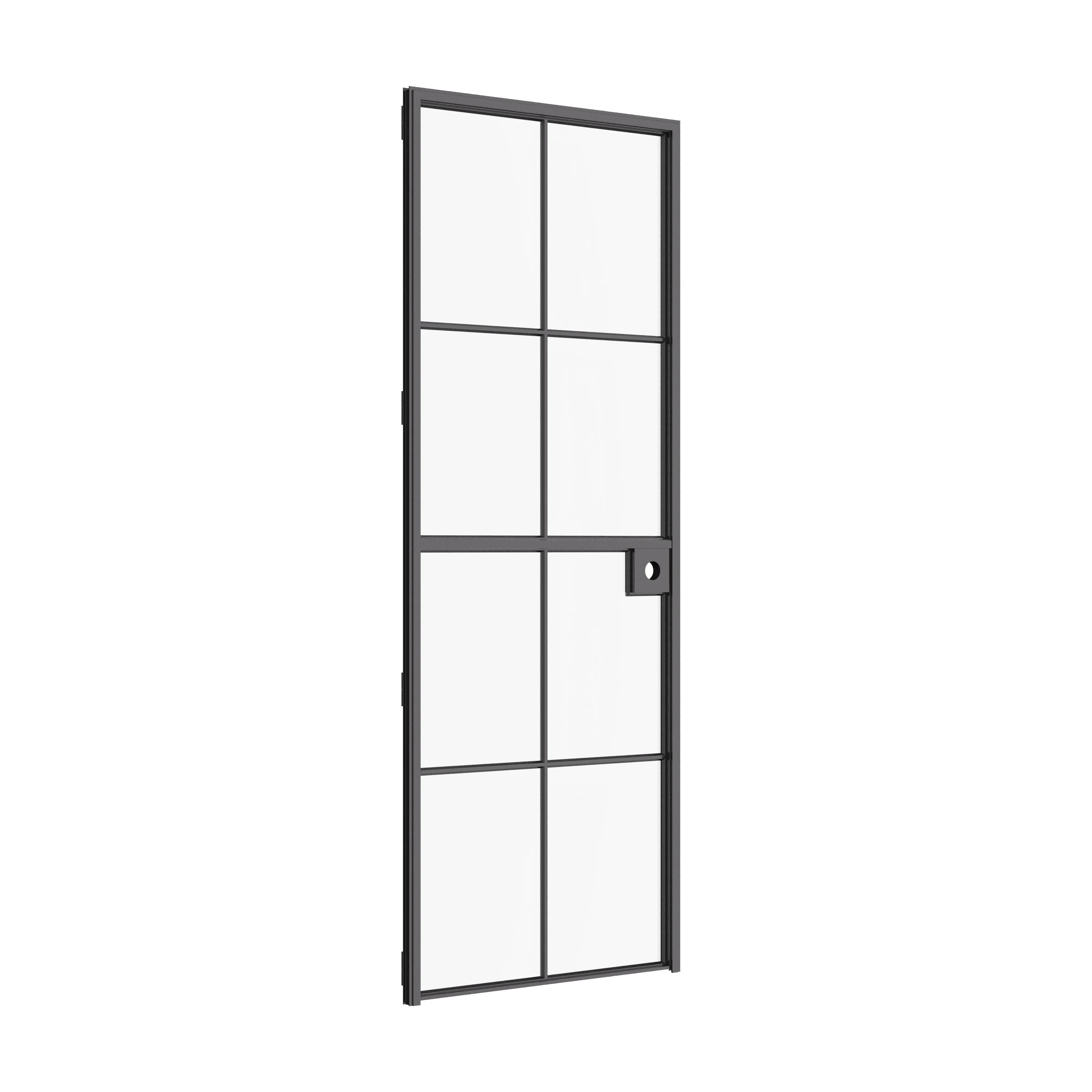 Interior Dutch single flat modular steel door with glass panel