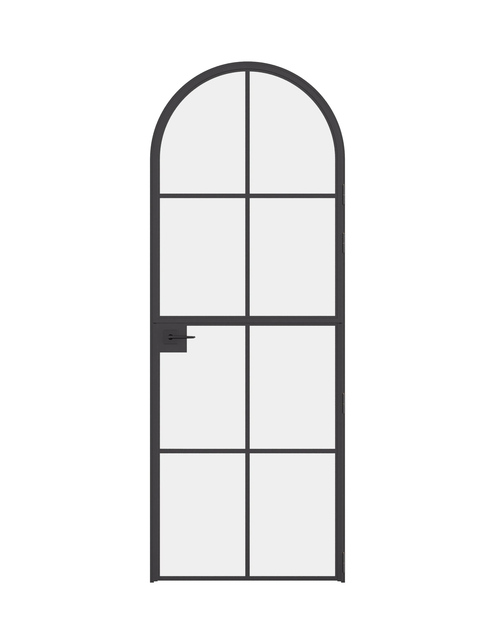 Air 5 Dutch single full arch interior door crafted from solid steel with black finish and removable threshold