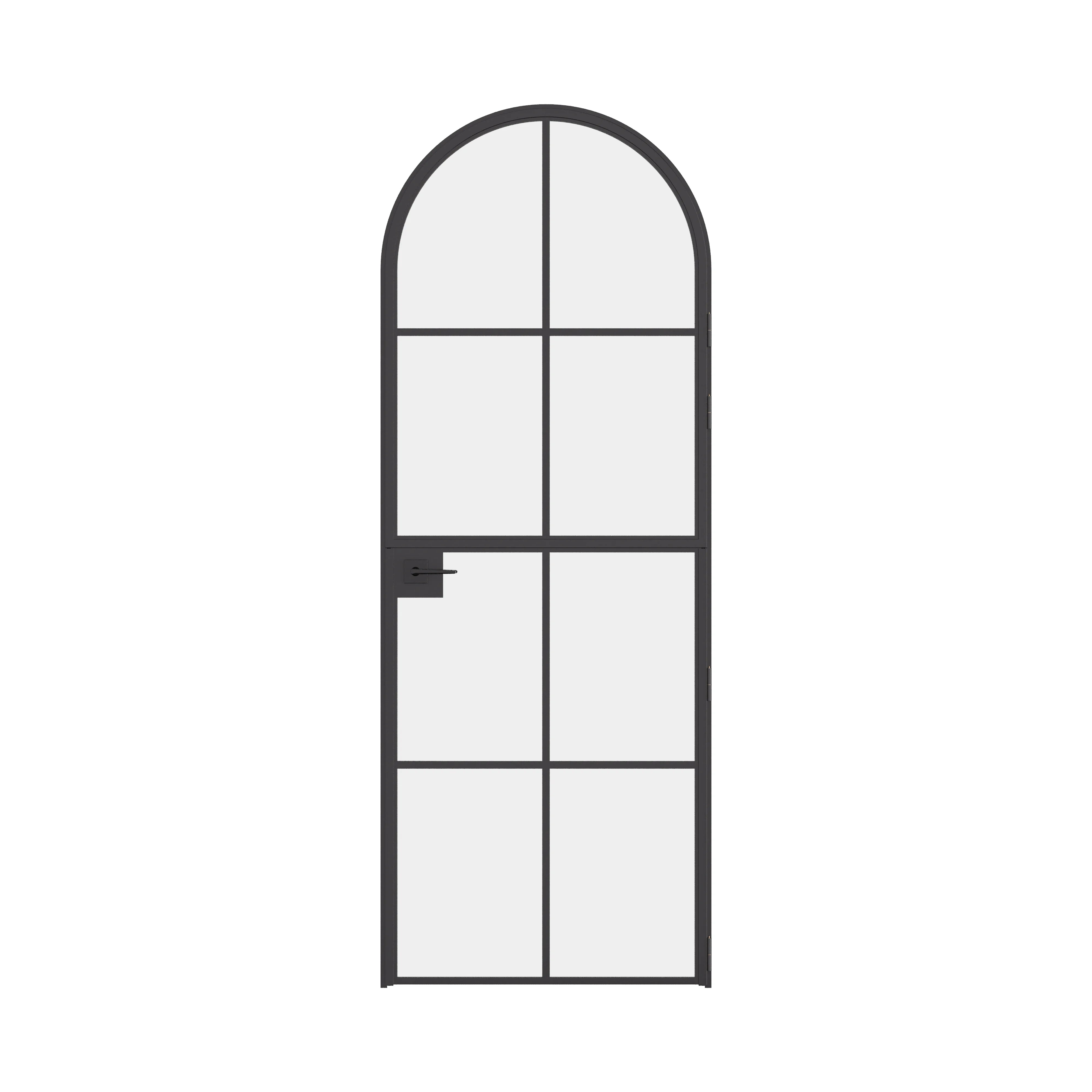 Air 5 Dutch single full arch interior door crafted from solid steel with black finish and removable threshold