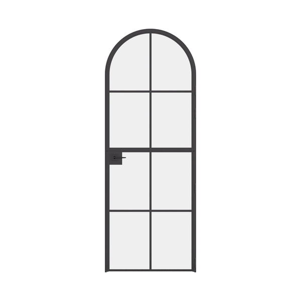 Air 5 Dutch single full arch interior door crafted from solid steel with black finish and removable threshold