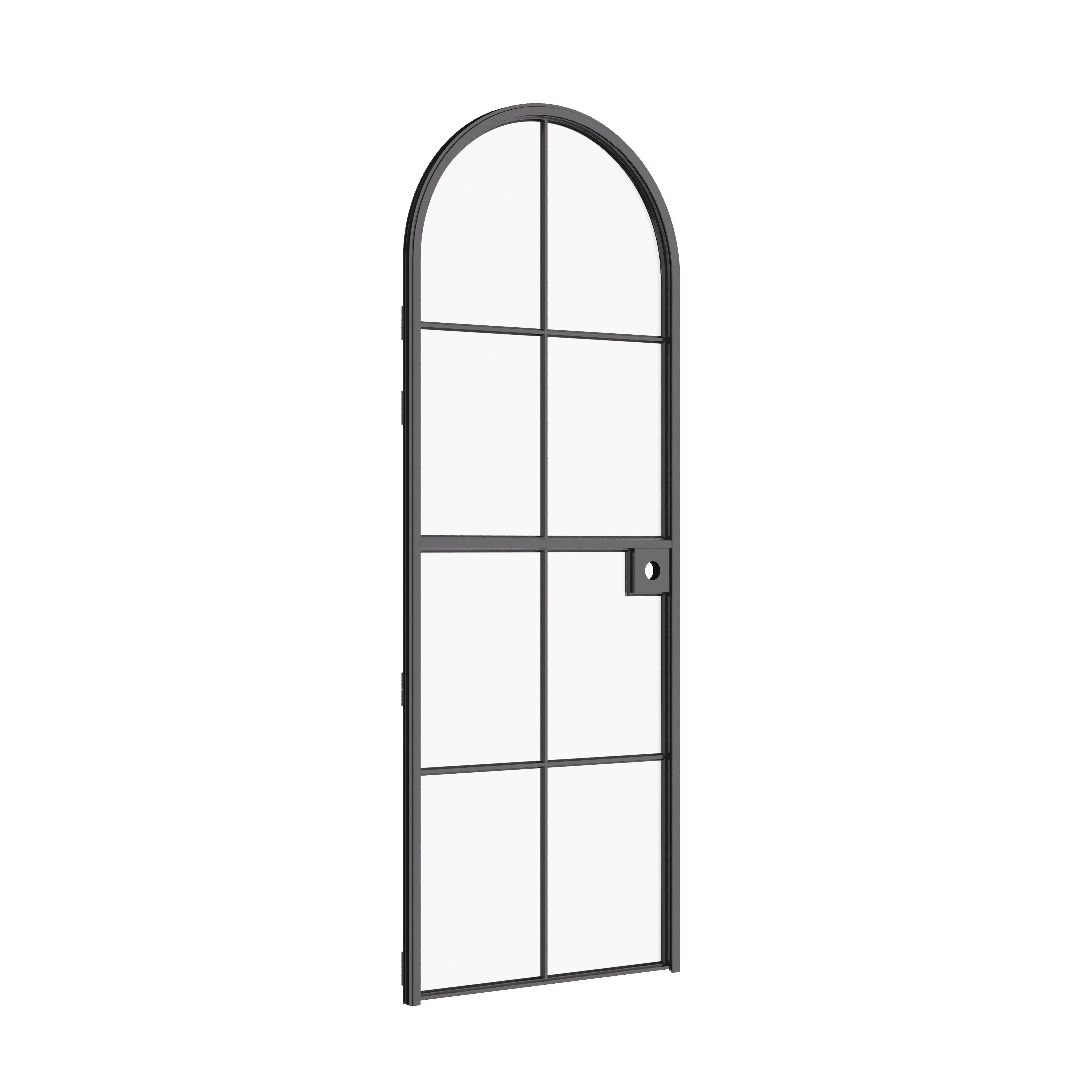 Air 5 Dutch single full arch interior door detail showing black steel frame and modular construction