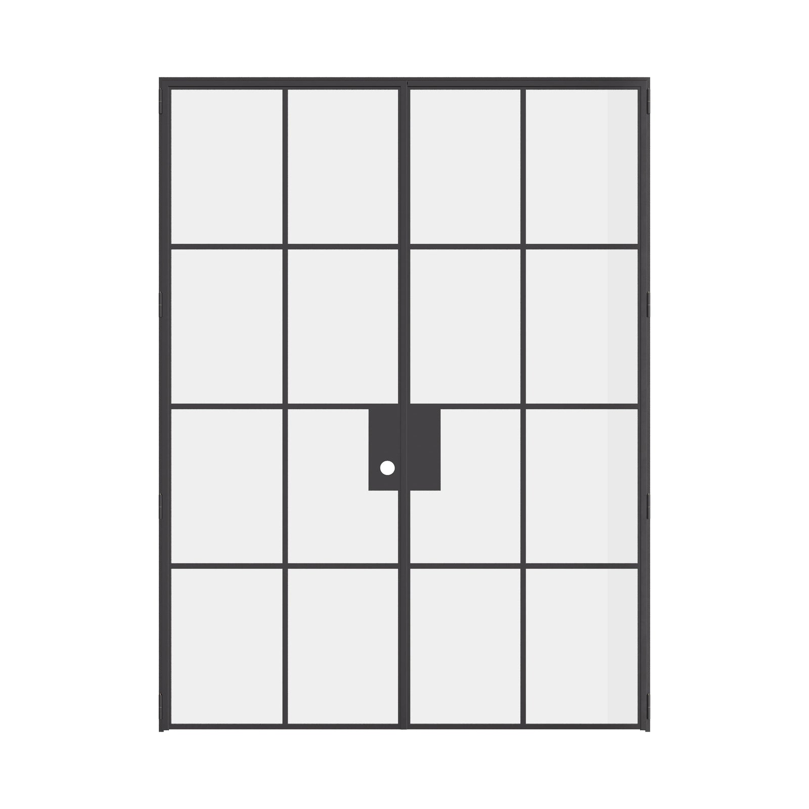 Interior double flat solid steel doors, modular easy-install design