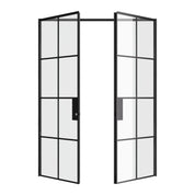 Interior double flat hot-rolled steel doors with tempered glass