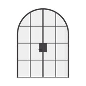 Air 5 double full arch interior doors in black steel with single pane tempered glass