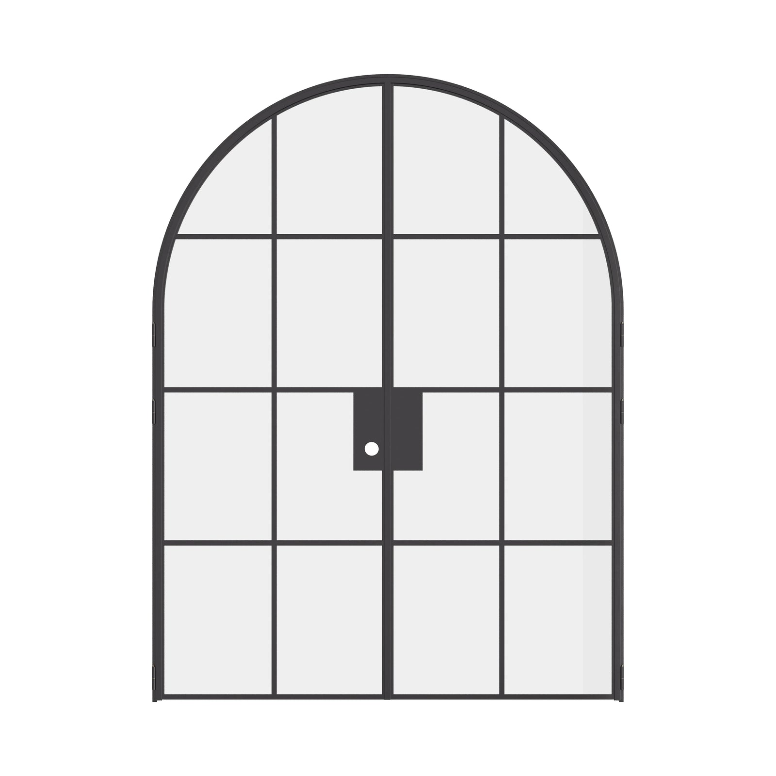 Air 5 double full arch interior doors close detail of tempered glass grid