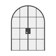 Air 5 double full arch interior doors close detail of tempered glass grid