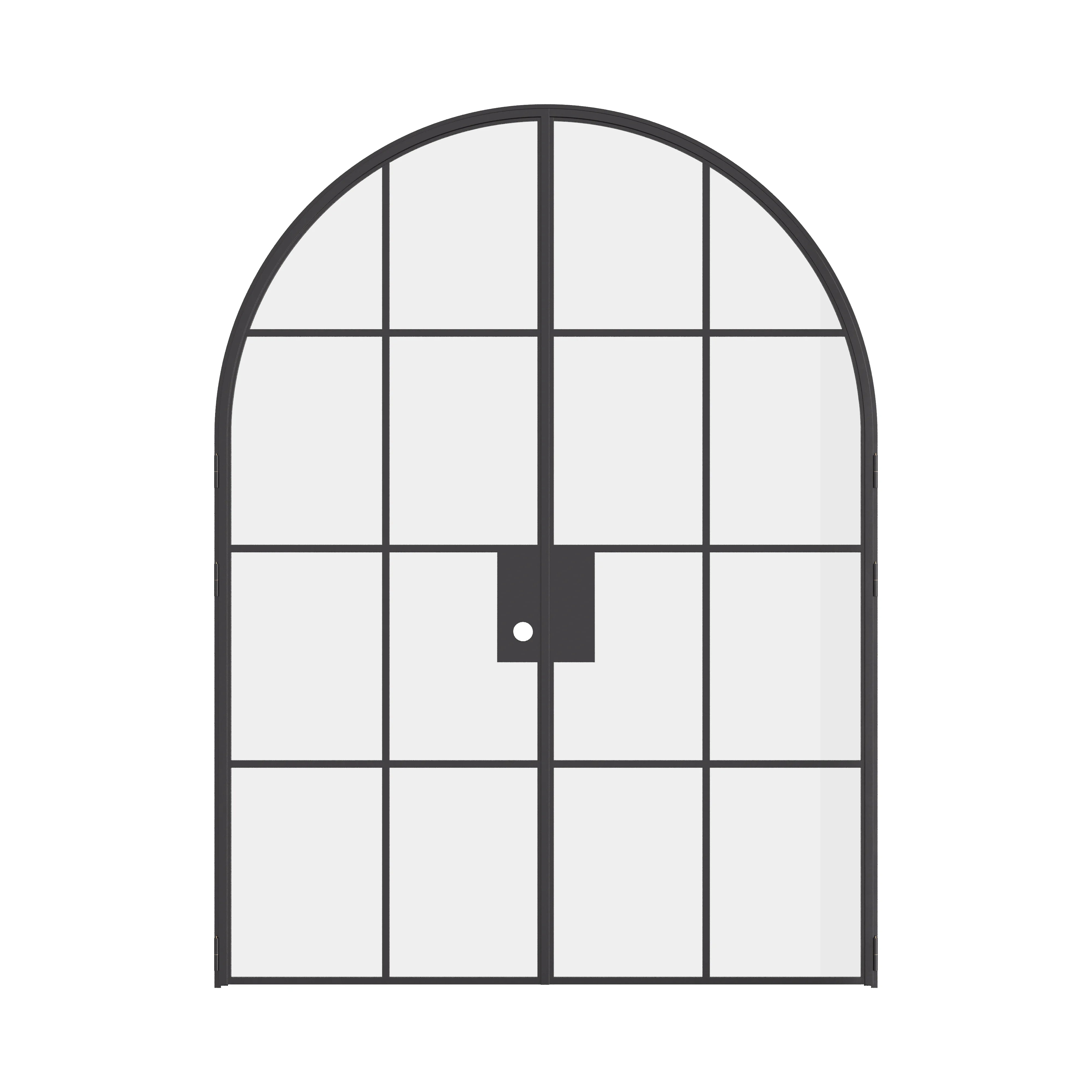 Air 5 double full arch interior doors close detail of tempered glass grid