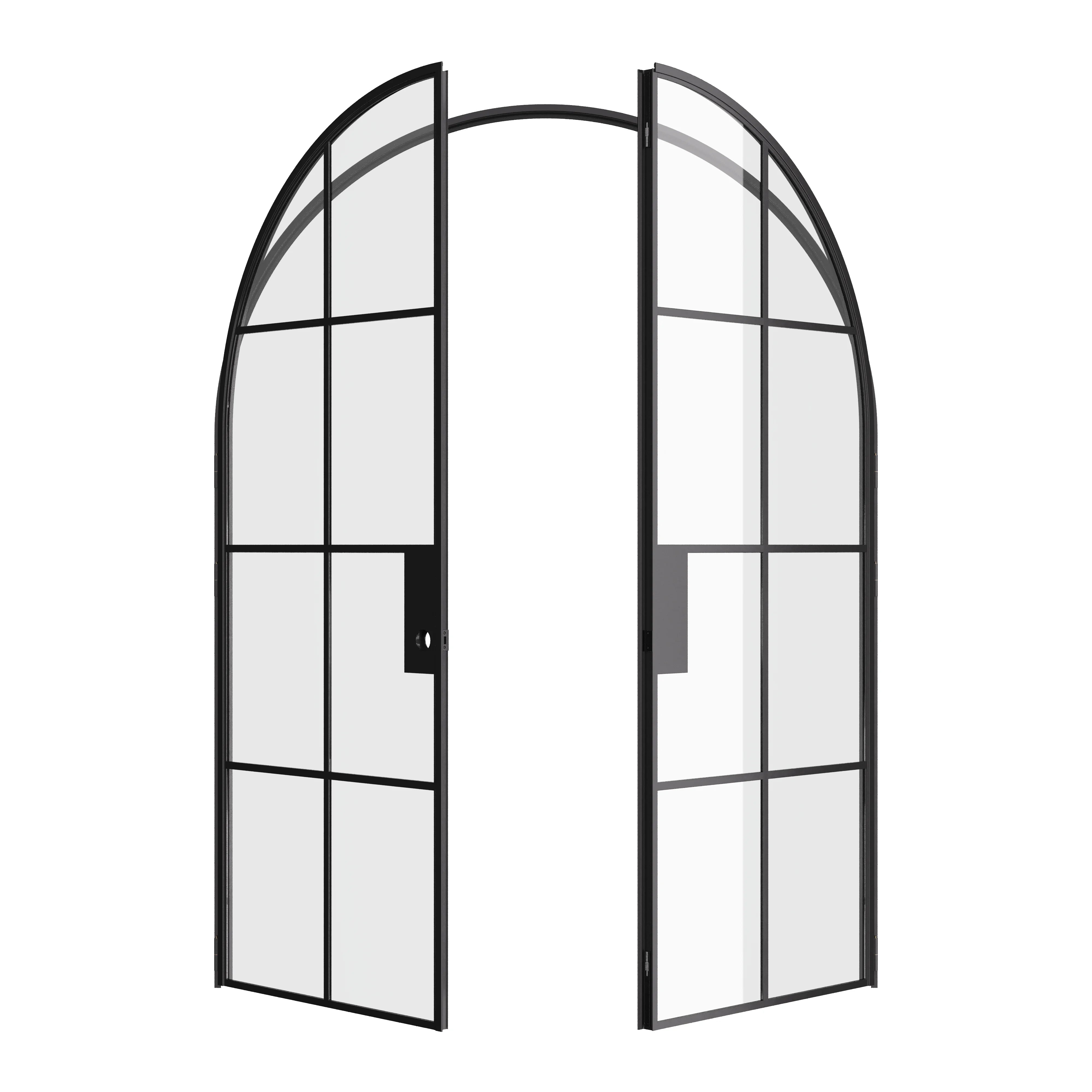Air 5 interior double steel doors with full arch panels in OttoStumm hot-rolled steel with removable thresholds