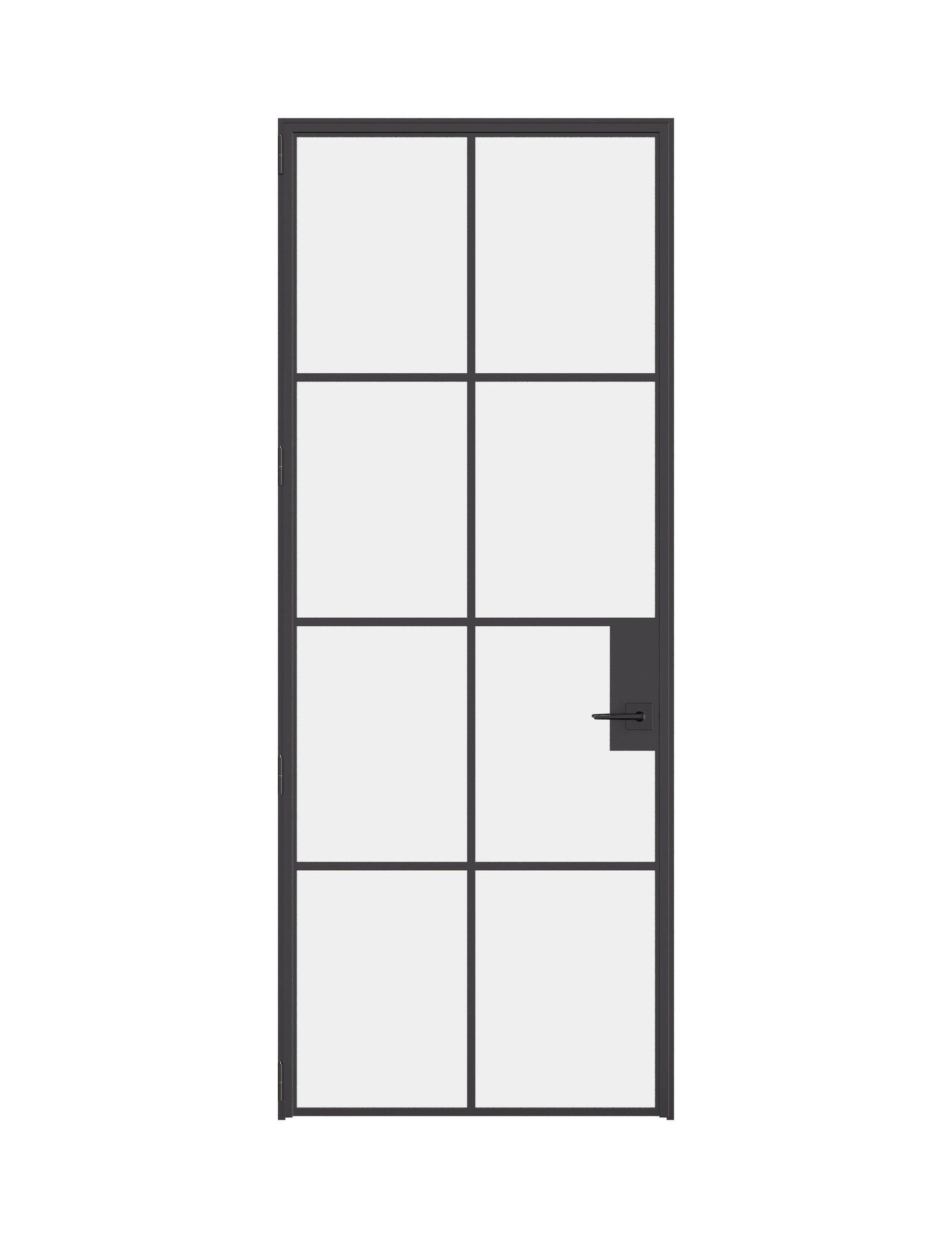 Air 5 single flat interior door in hot-rolled steel with tempered glass panels and modular frame