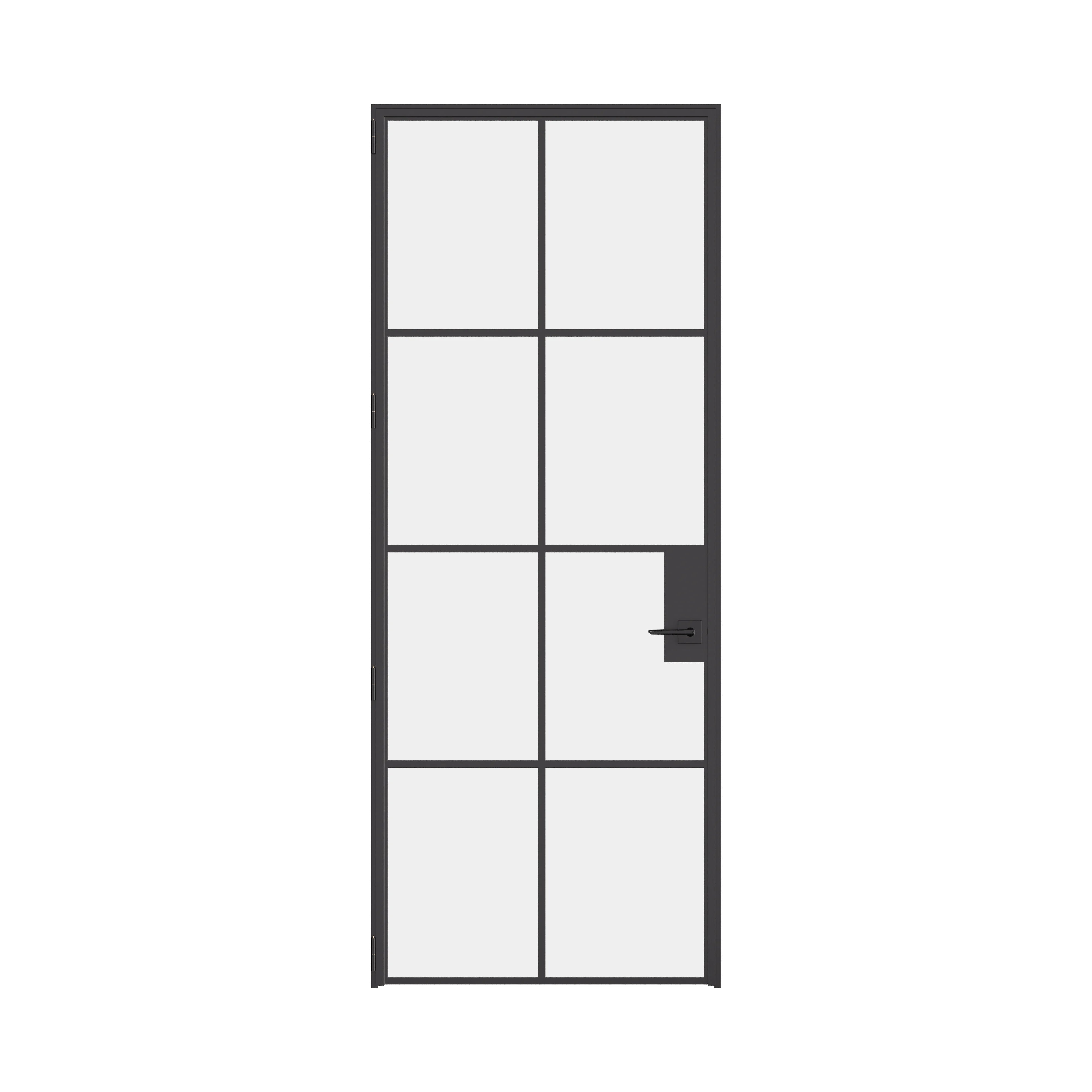 Air 5 single flat interior door in hot-rolled steel with tempered glass panels and modular frame