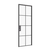 Air 5 single flat interior door in black hot-rolled steel with single pane tempered glass and modular frame