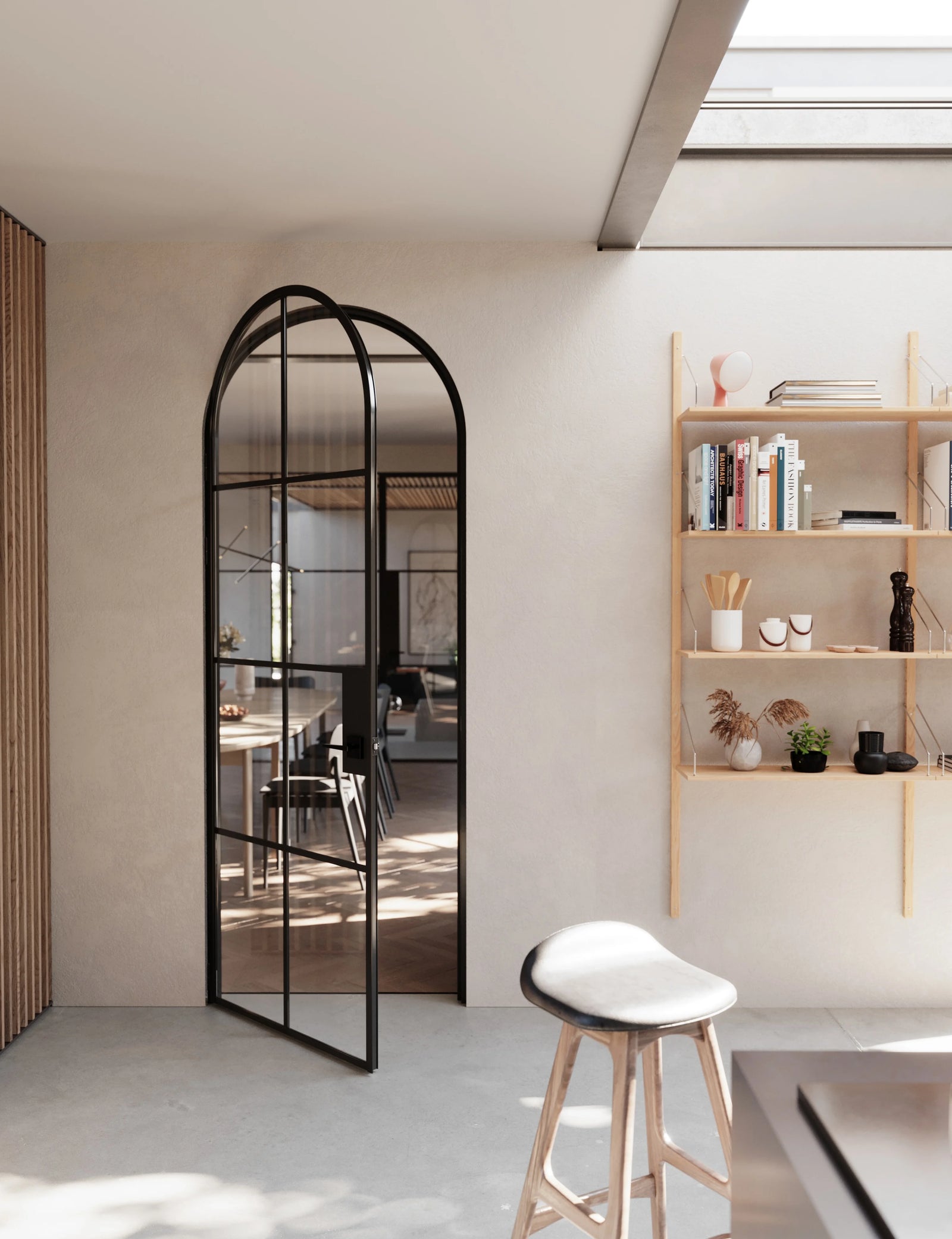 Air 5 single full arch interior door in solid steel with factory style muntins