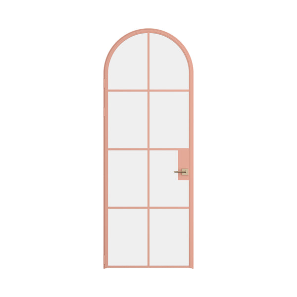 Air 5 single full arch interior door in Sunset Pink steel with factory style grid