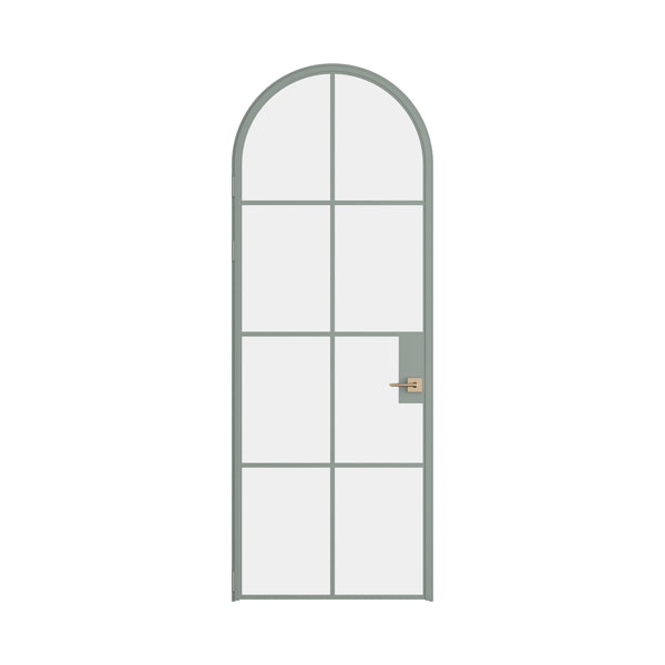 Air 5 single full arch interior door in Montecito Mint steel with tempered glass