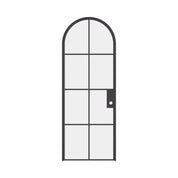 Air 5 single full arch interior door detail of black steel frame and glass panes