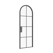 Interior single full arch hot-rolled steel door with glass panel