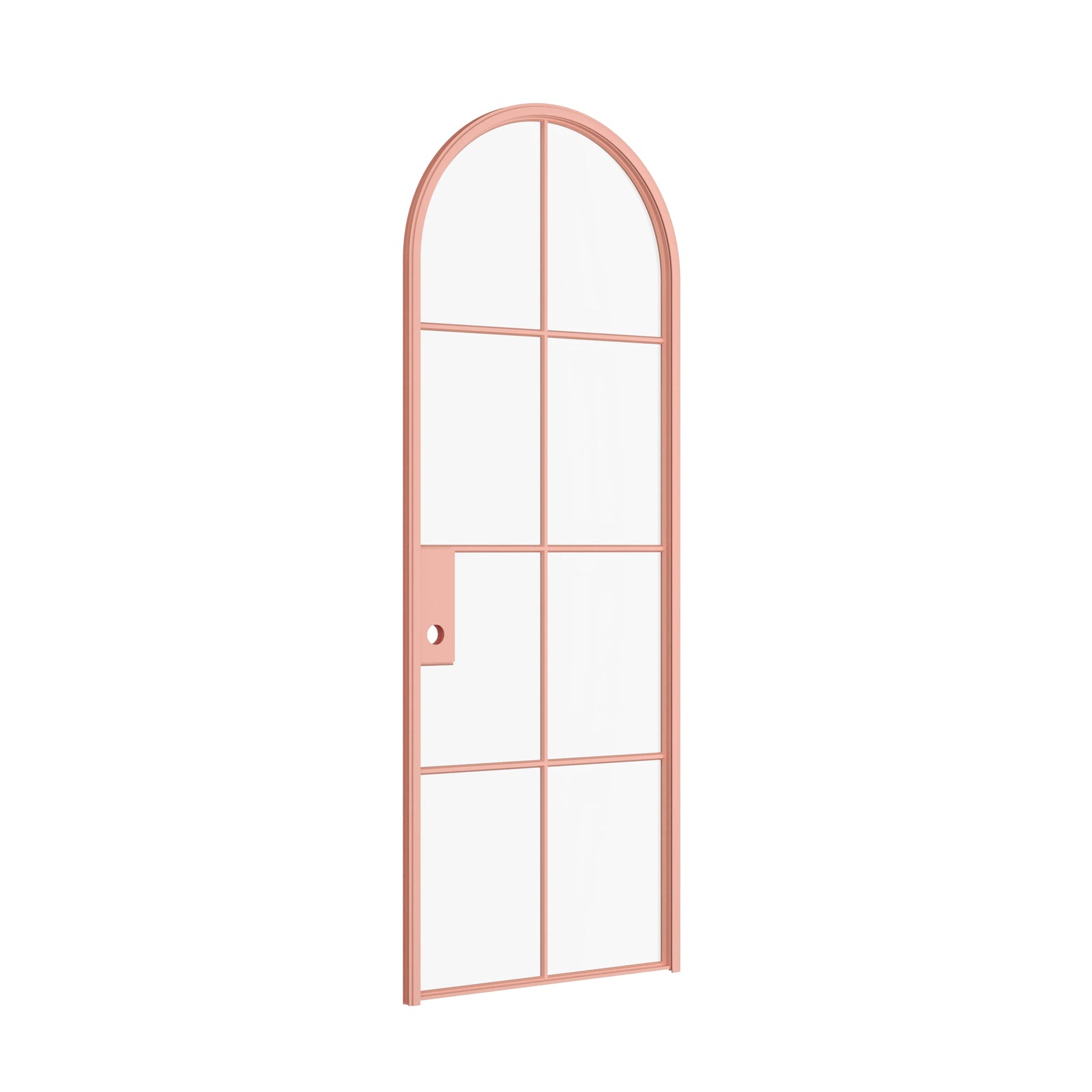 Air 5 interior steel door with full arch panel in Sunset Pink finish and OttoStumm hot-rolled steel slim profiles