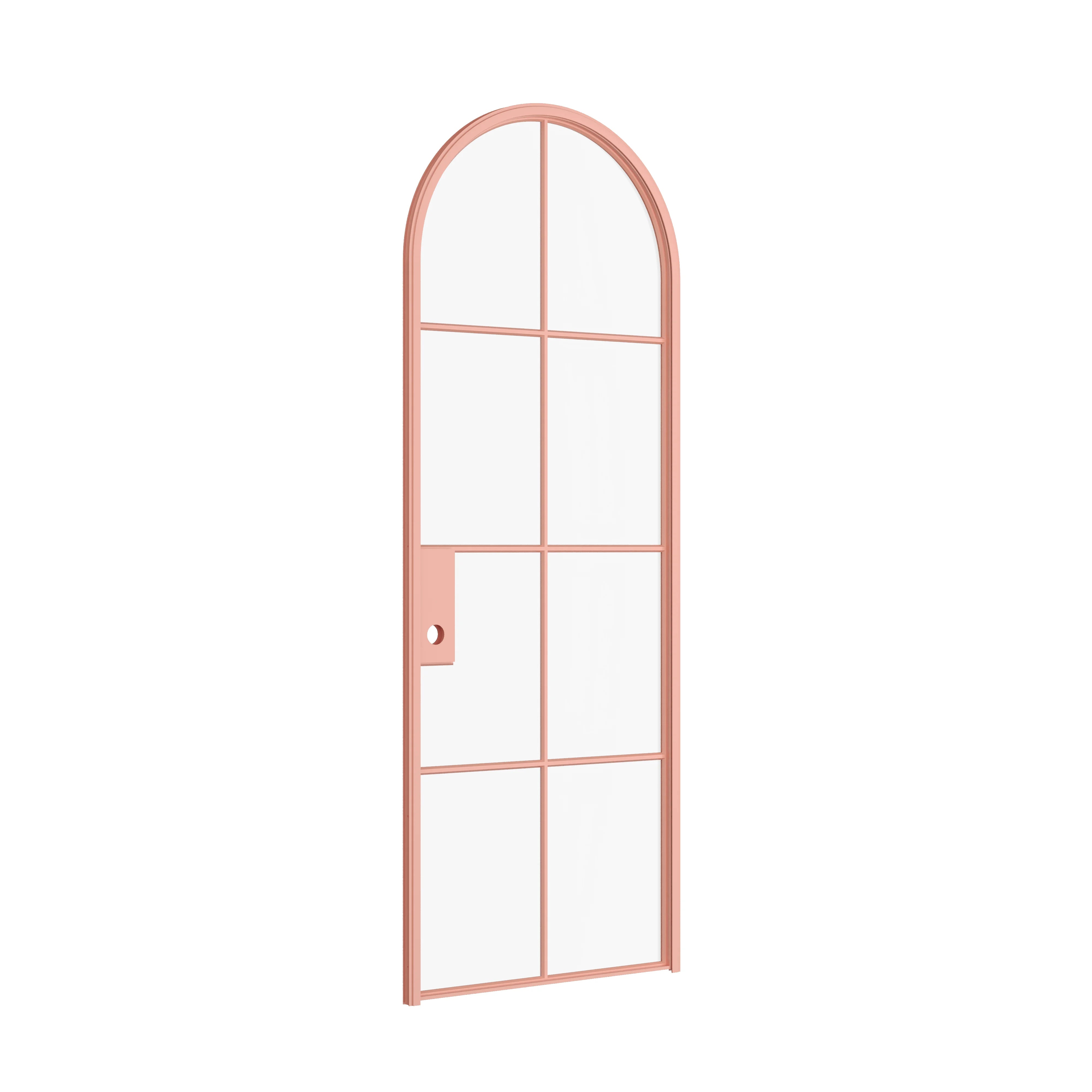 Air 5 interior steel door with full arch panel in Sunset Pink finish and OttoStumm hot-rolled steel slim profiles