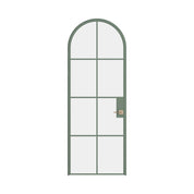Air 5 single full arch interior door in Angeles Green steel with glass panes