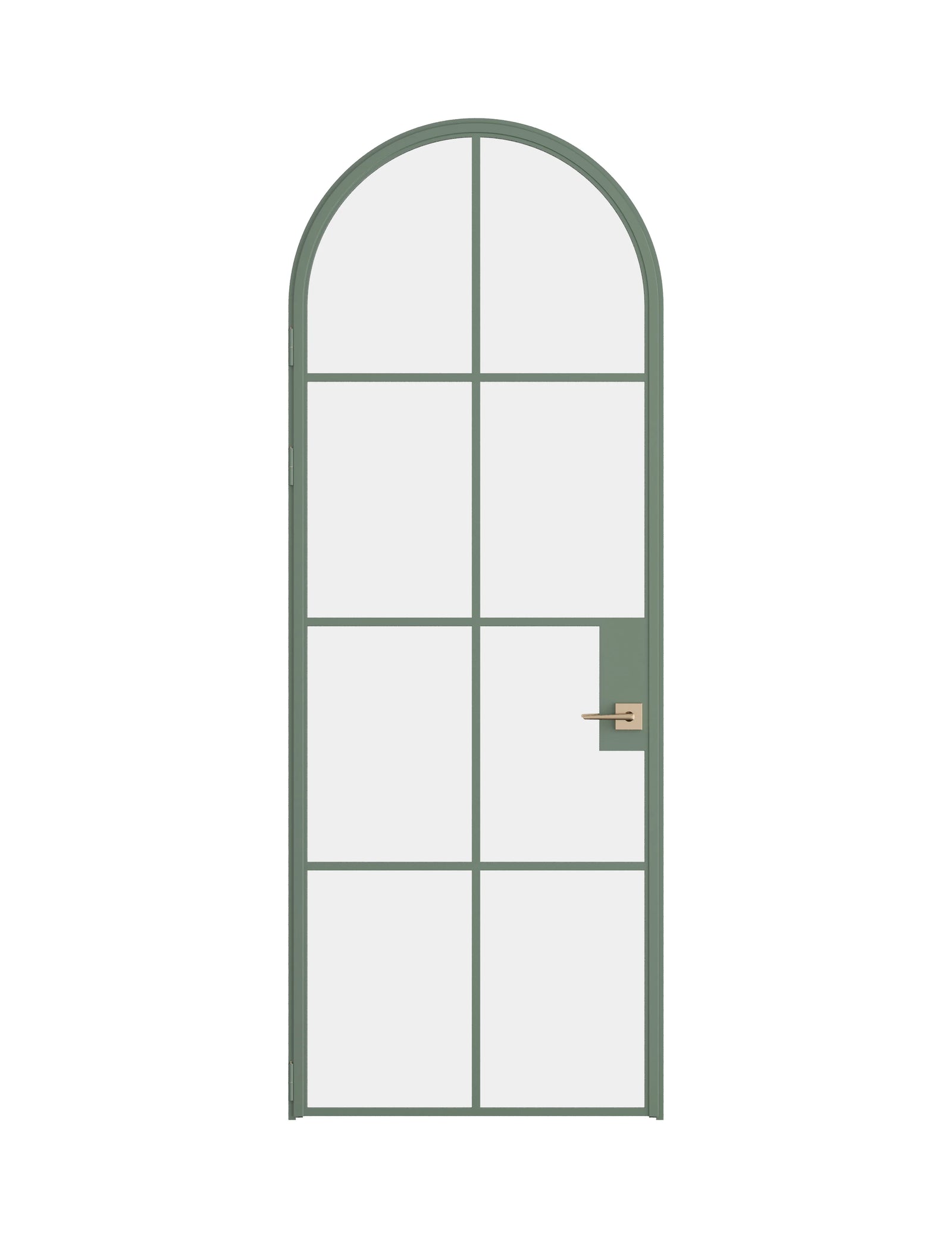 Air 5 single full arch interior door in Angeles Green steel with glass panes