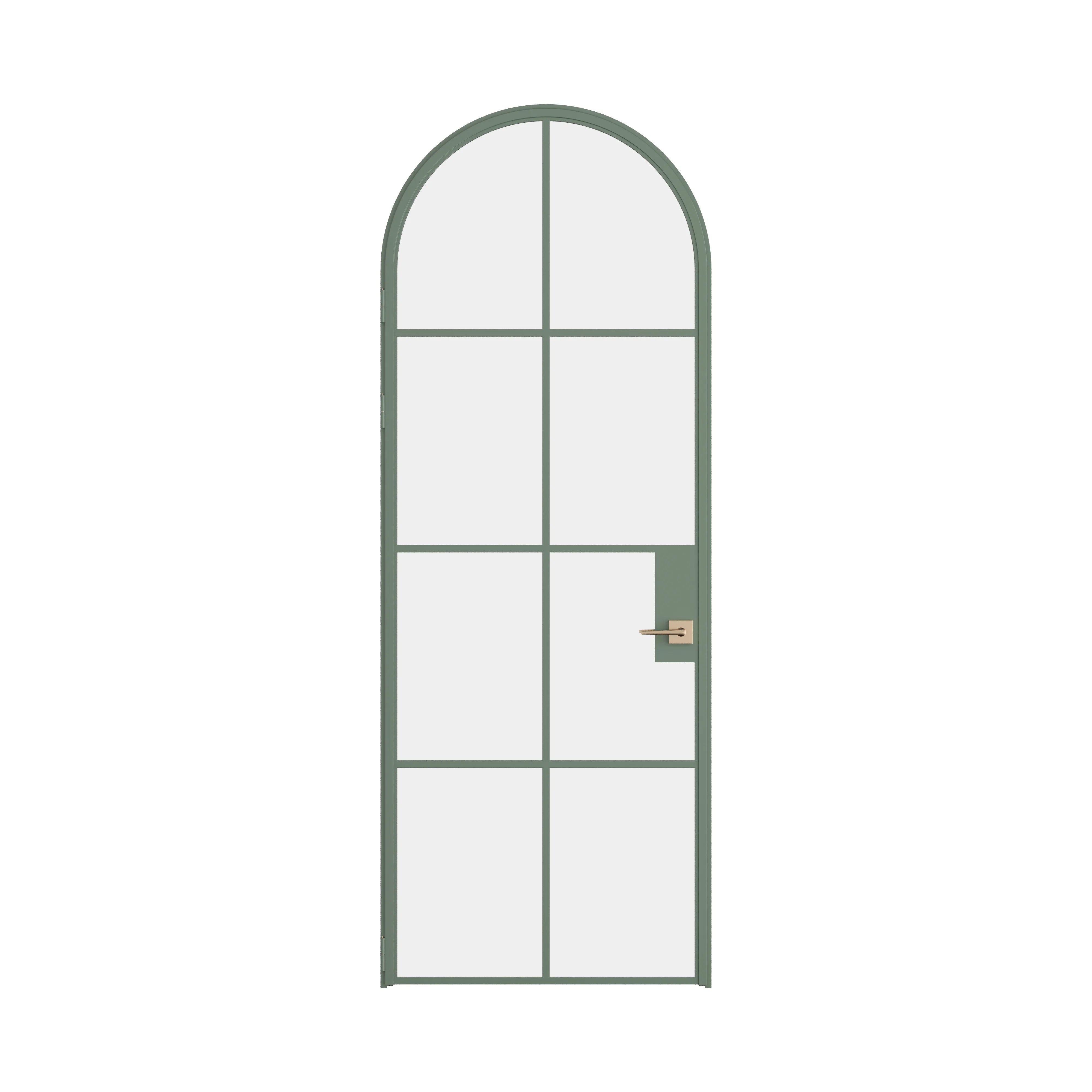 Air 5 single full arch interior door in Angeles Green steel with glass panes