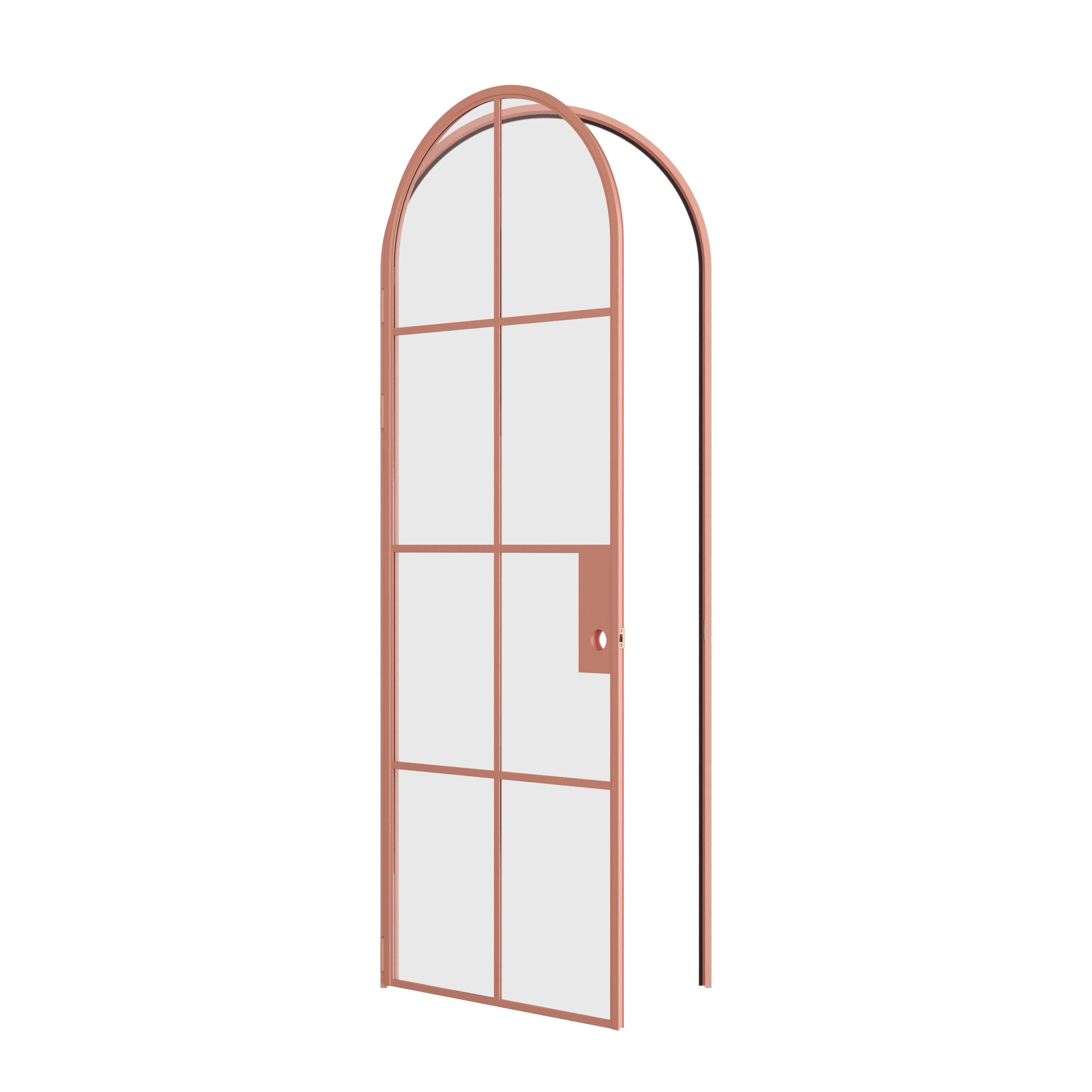Air 5 single full arch interior door Sunset Pink color front elevation solid steel