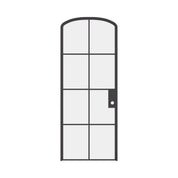 Interior single mini arch steel door, black factory style with tempered glass
