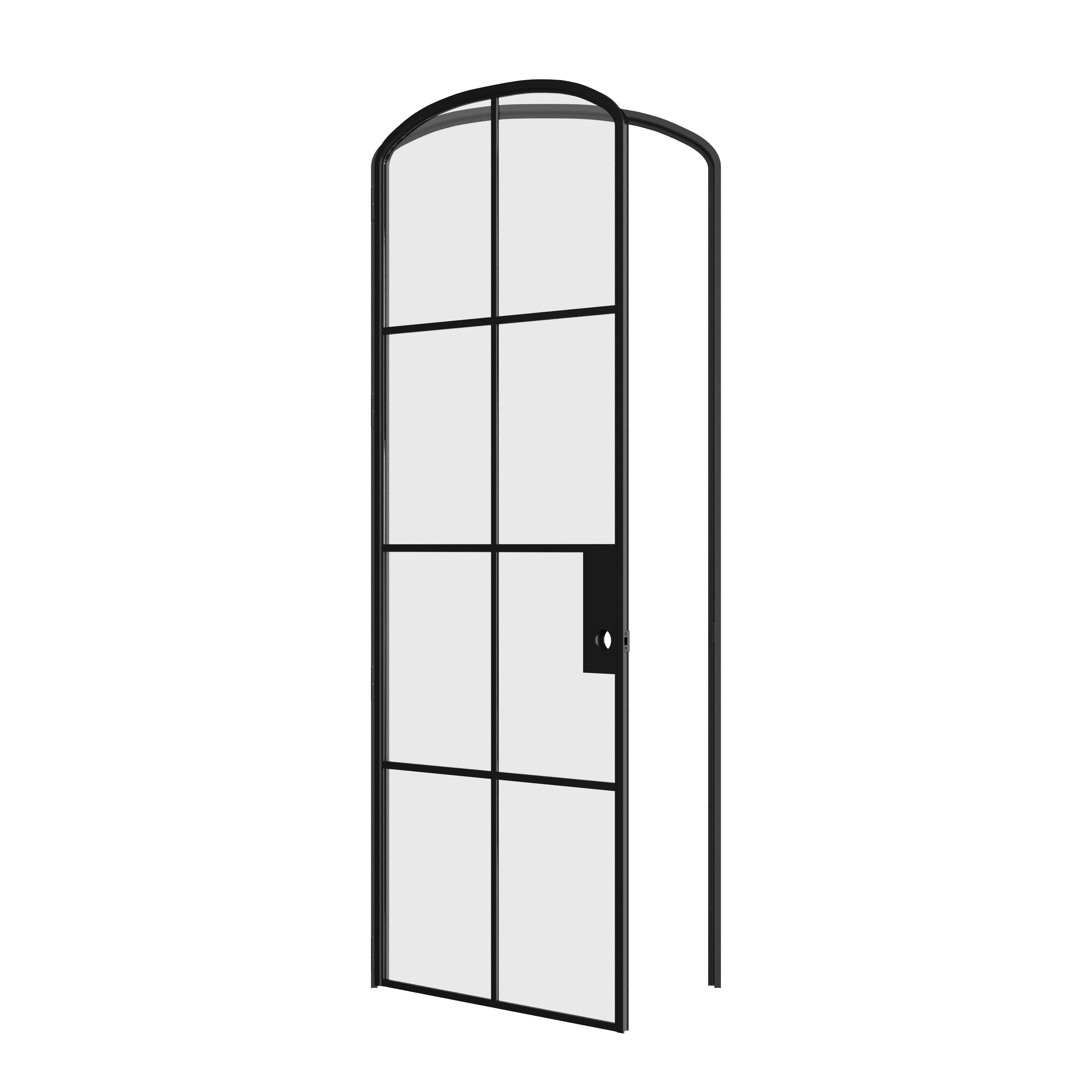 Interior single mini arch modular steel door with tempered glass