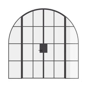 Interior double full arch steel doors with sidelights, black finish