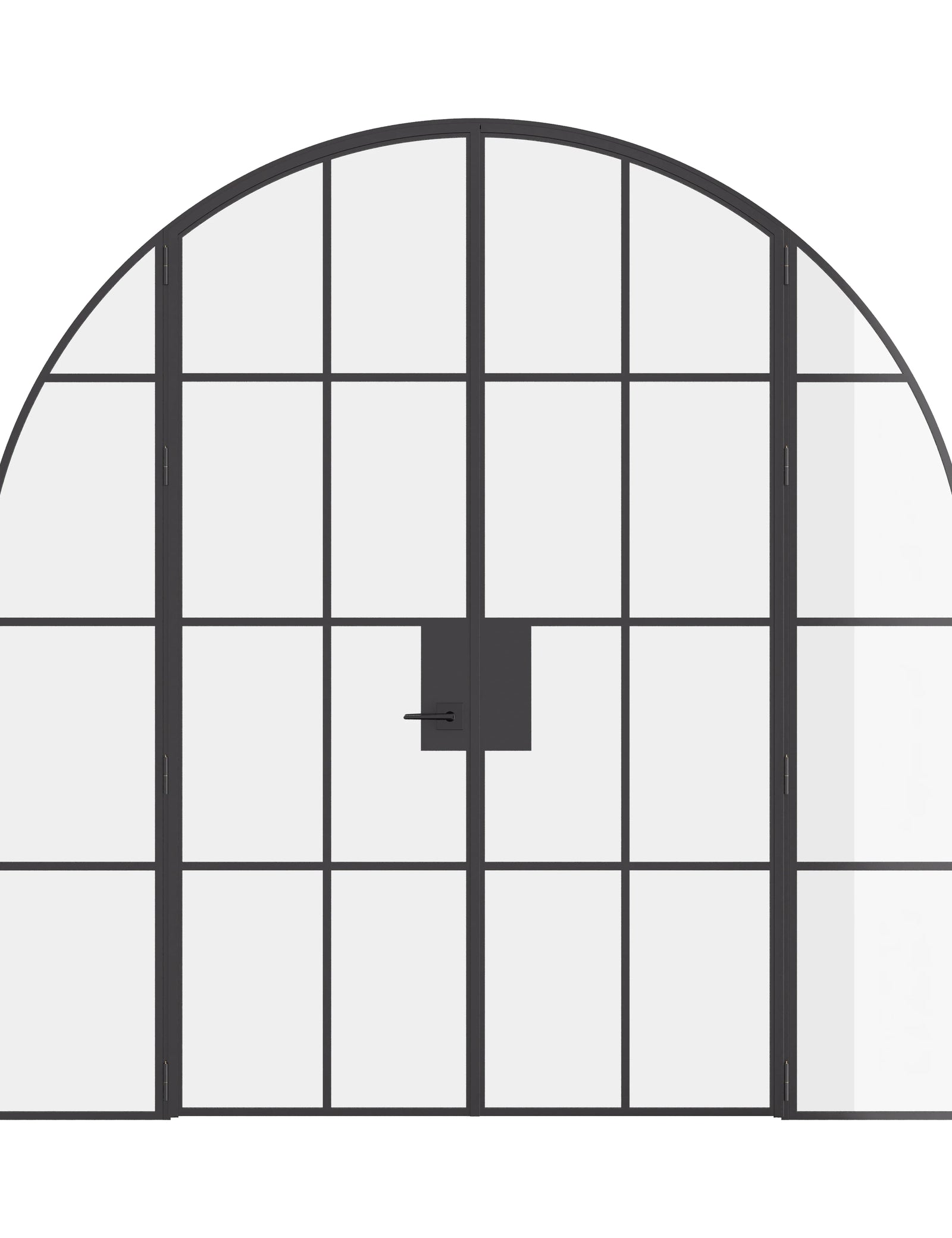 Interior double full arch steel doors with sidelights, black finish