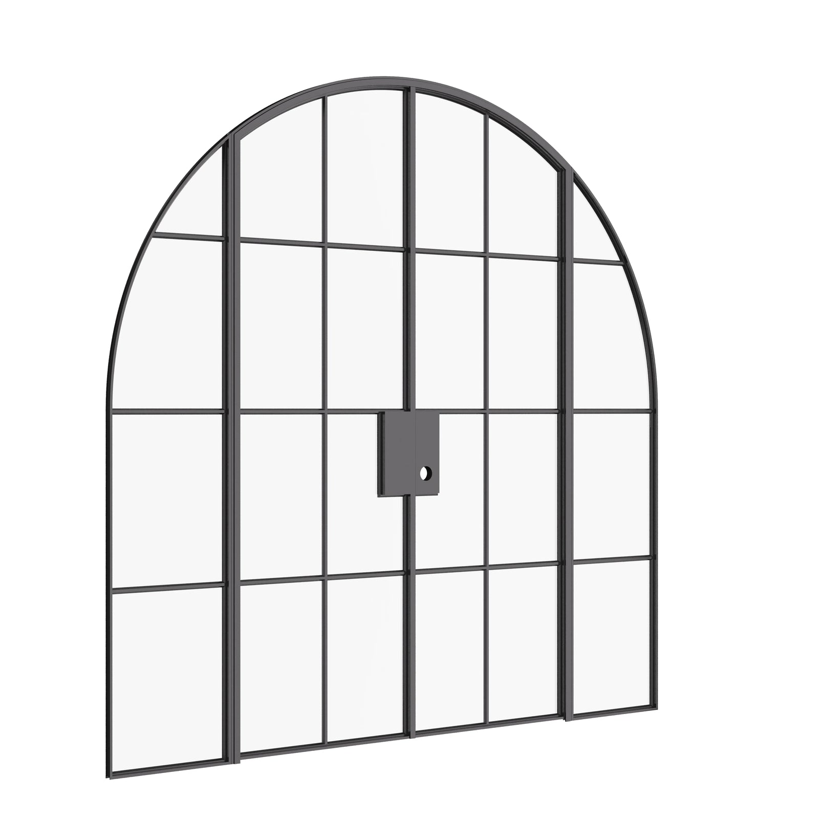 Interior double full arch modular steel doors with sidelights