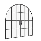 Interior double full arch modular steel doors with sidelights