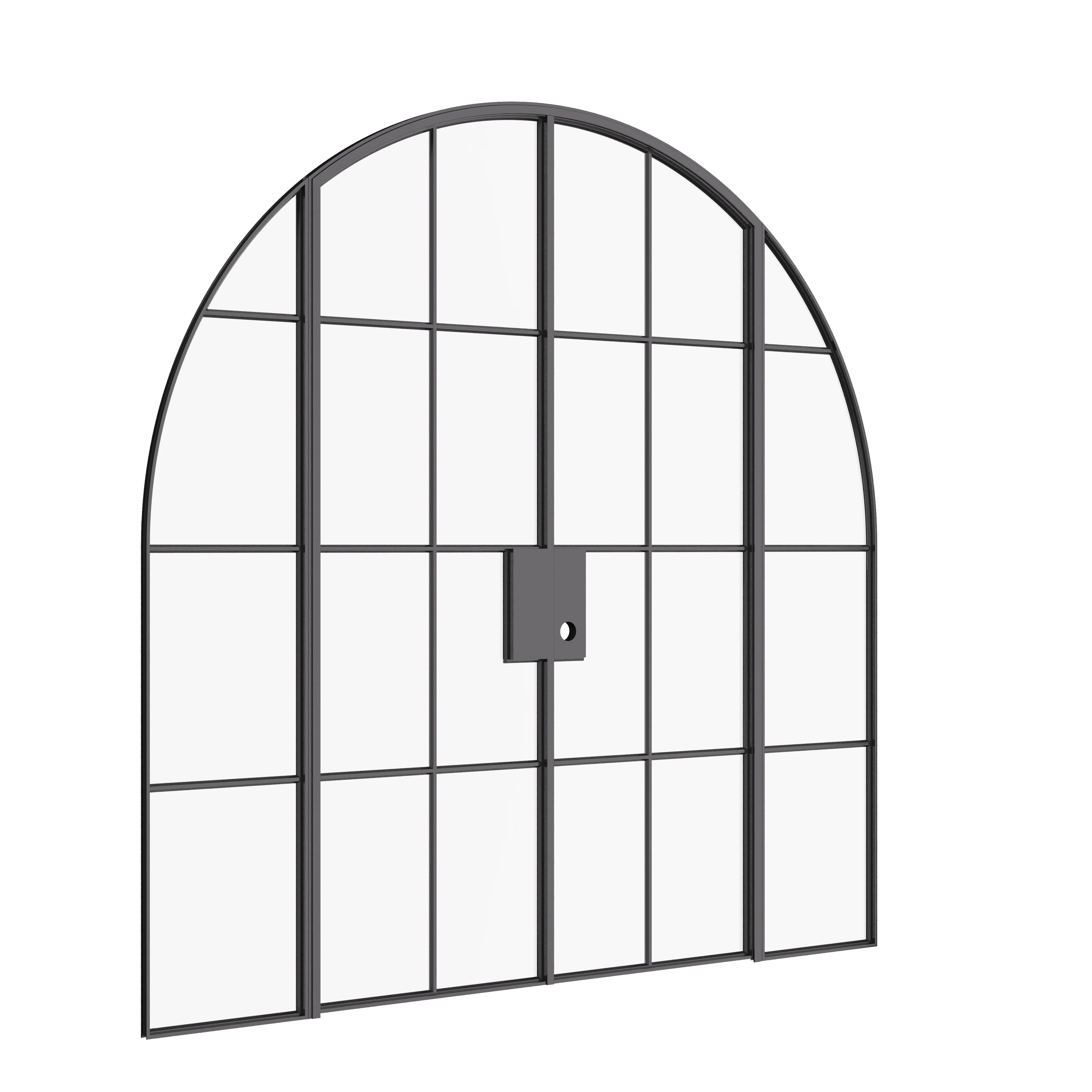 Interior double full arch modular steel doors with sidelights