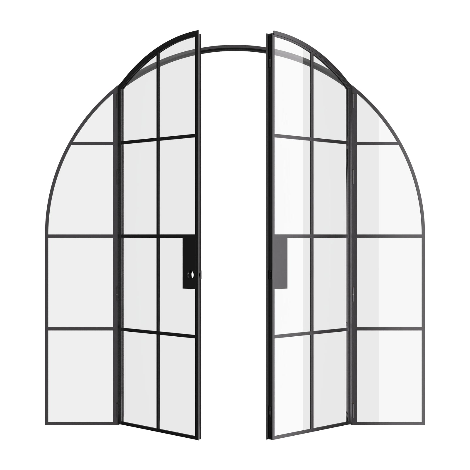 Air 5 double full arch interior doors with side windows in solid black steel