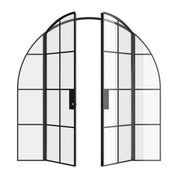 Air 5 double full arch interior doors with side windows in solid black steel