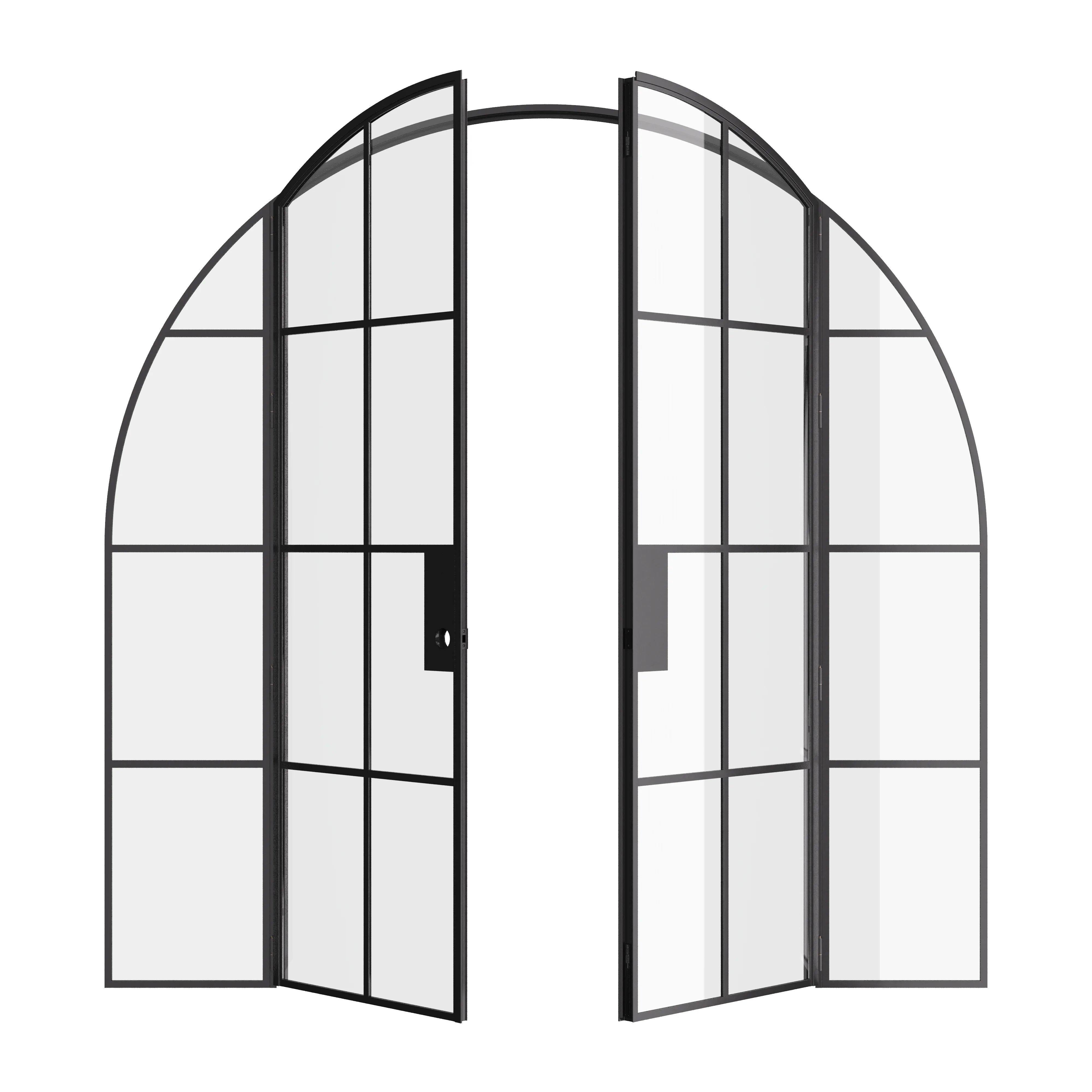 Air 5 double full arch interior doors with side windows in solid black steel
