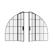 Interior wide double full arch solid steel doors, factory style