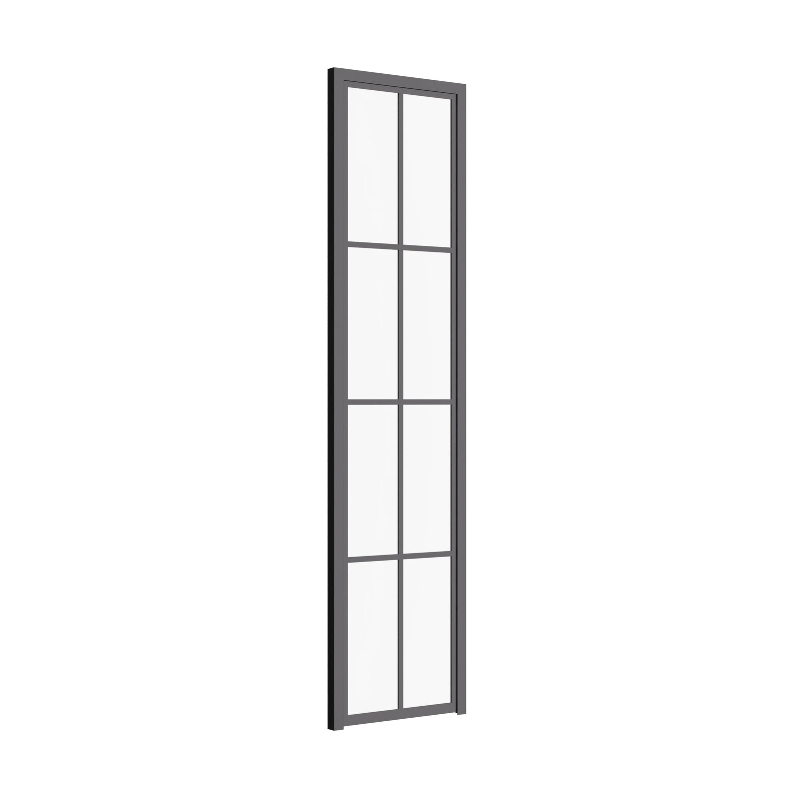 Air 5 pantry single flat steel door angle showing minimalist steel grid and glass