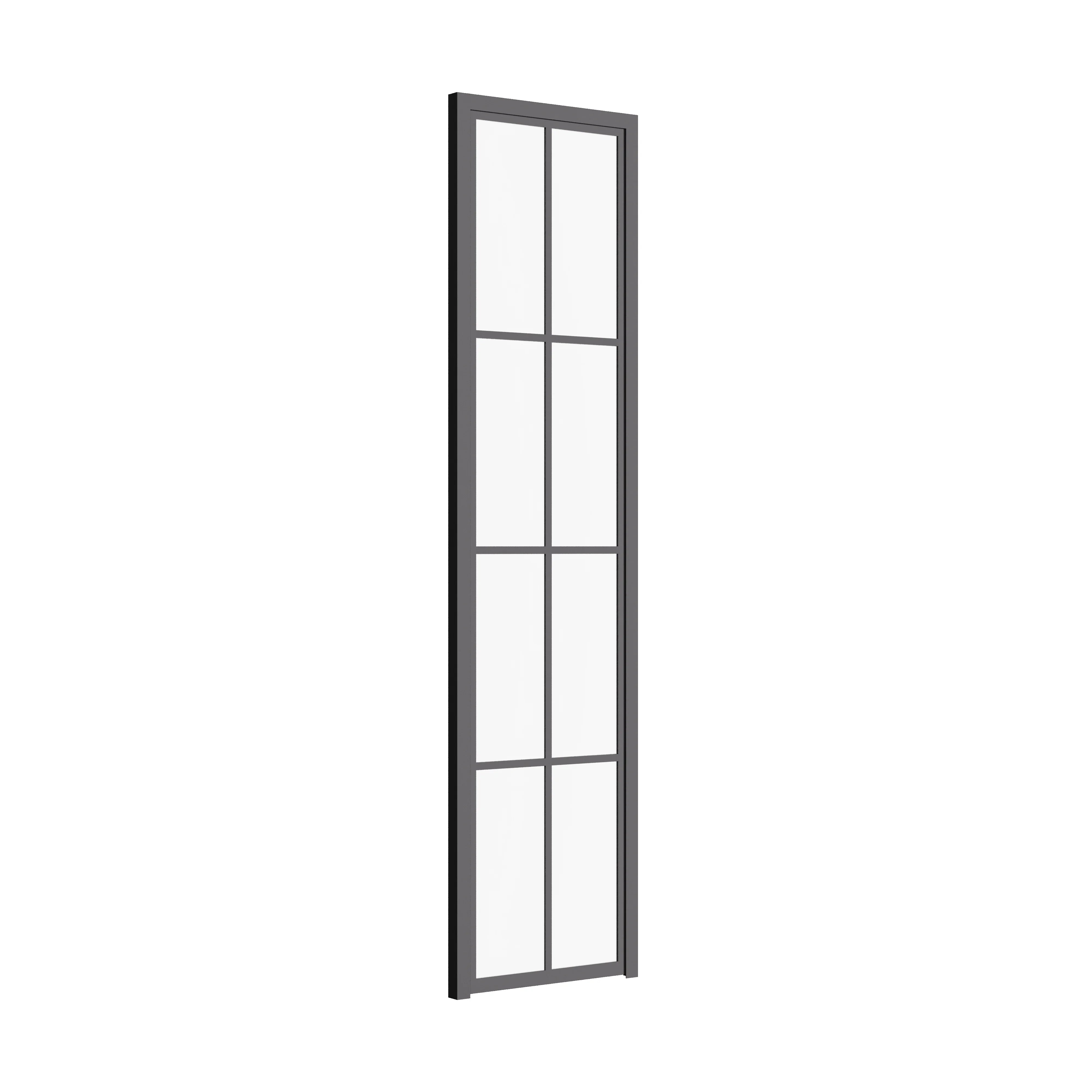 Air 5 pantry single flat steel door angle showing minimalist steel grid and glass