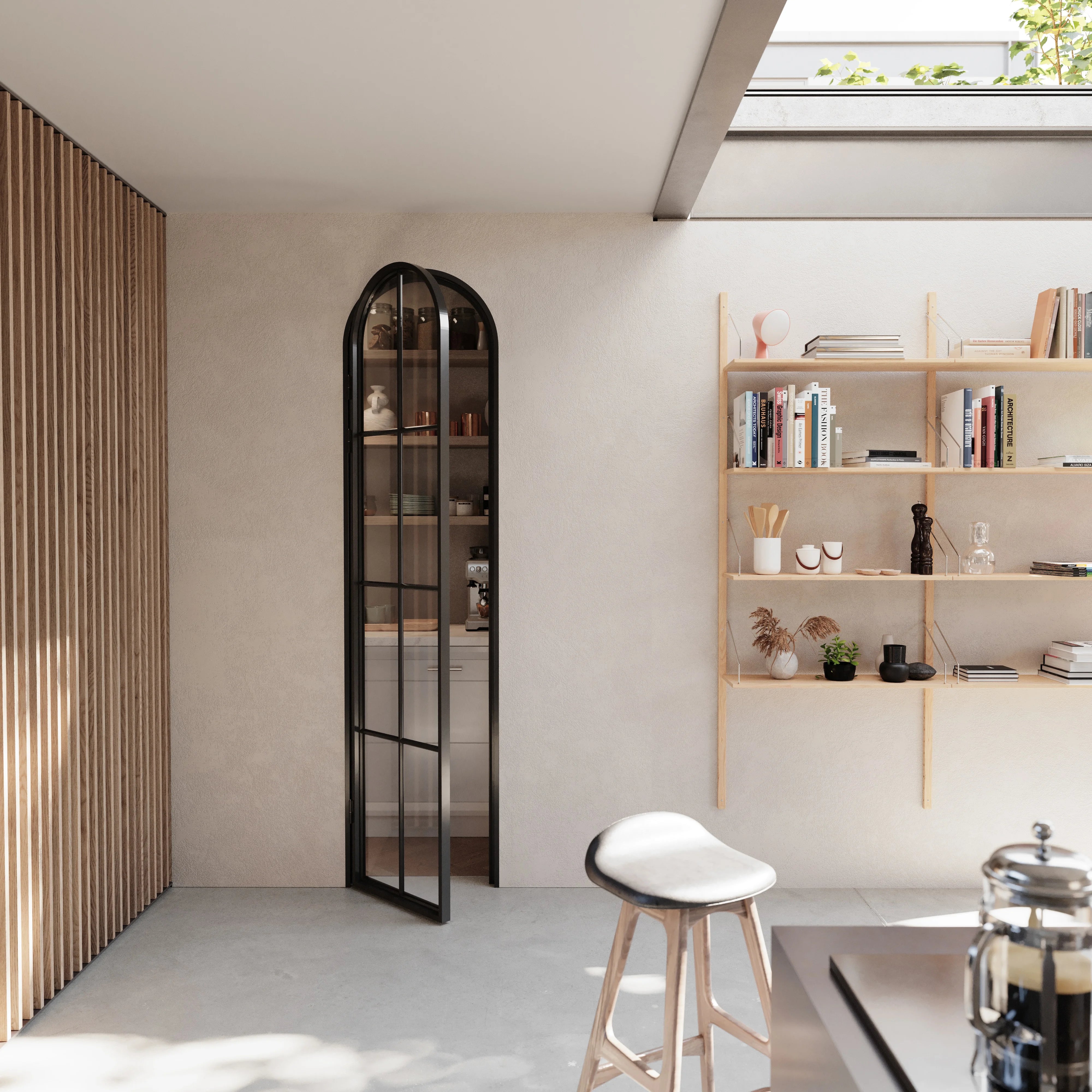 Air 5 pantry interior steel door with full arch panel in cold-rolled steel construction