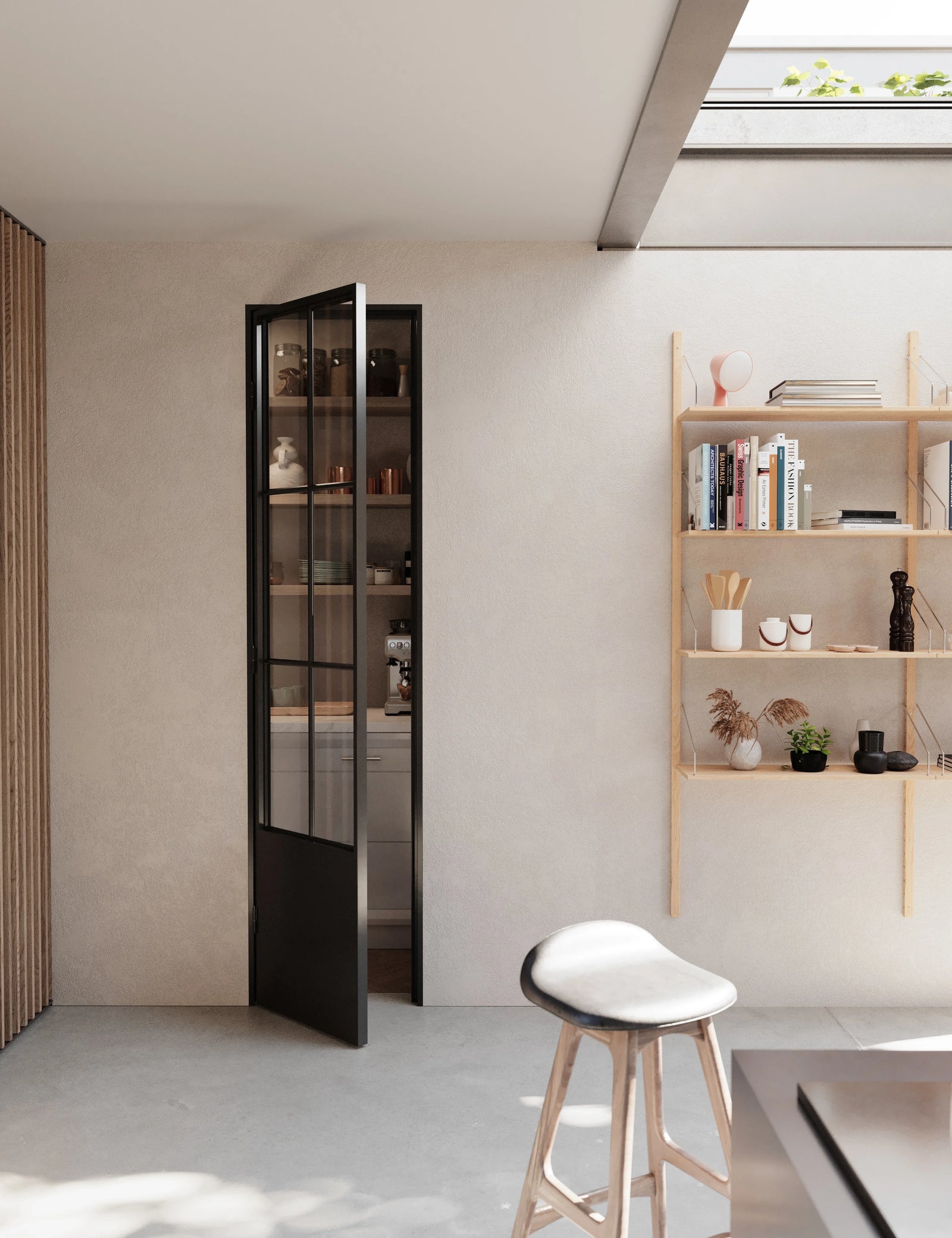Air 5 pantry interior steel door with kickplate and flat panel in cold-rolled steel