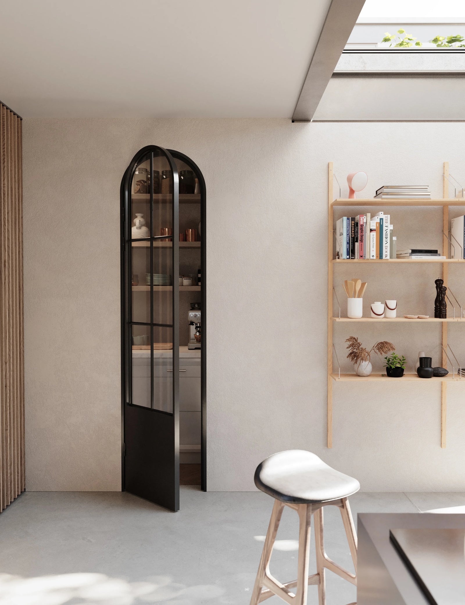 Air 5 pantry single full arch steel door with kickplate standard front angle