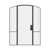 Air Grand interior single arch steel door with sidelights, slim OTTOSTUMM hot-rolled steel frame with removable threshold