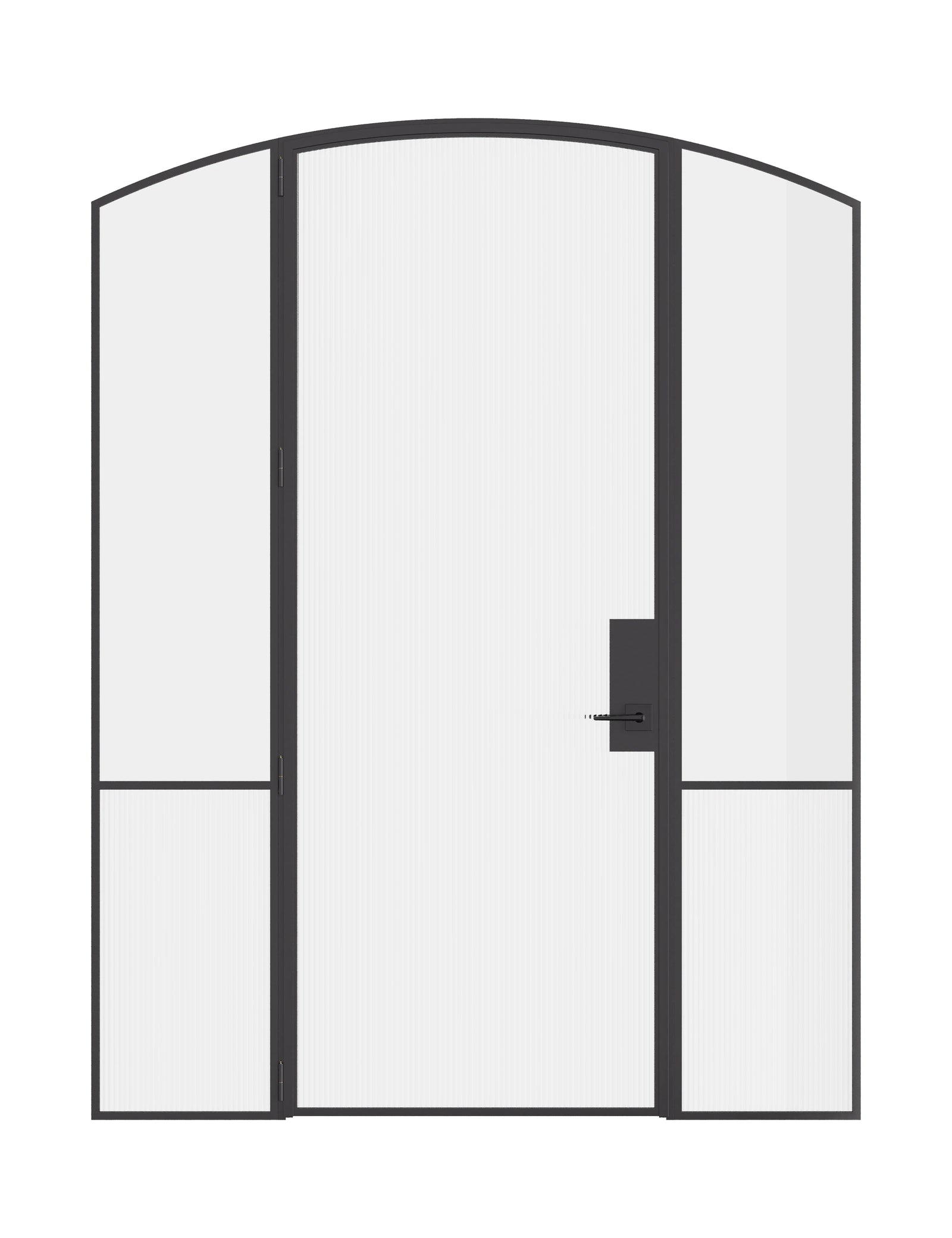Air Grand interior single arch steel door with sidelights, slim OTTOSTUMM hot-rolled steel frame with removable threshold